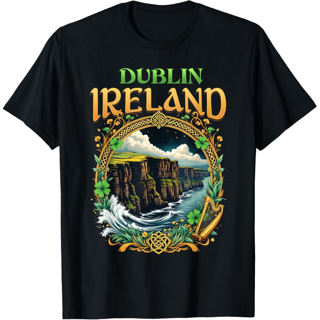 Áo thun cotton nam Dublin Ireland Lưu niệm vách đá biển Dublin Kỳ nghỉ Áo thun du lịch
