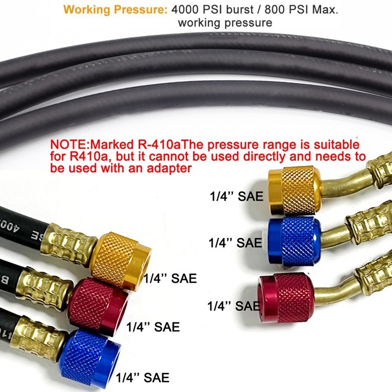 R410A 1 / 4 Inch SAE Bộ Ống Sạc Điều Hòa Không Khí HVAC Ống Sạc Lạnh Cho R410A R22 R134A