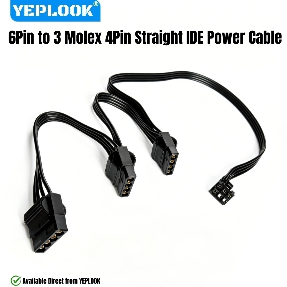 Cáp nguồn 6Pin đến 3 Molex 4Pin thẳng, PATA PERIF IDE cho Corsair HX1200, HX1050, HX1000, HX850, HX7