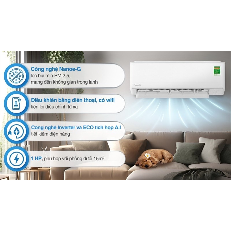 Máy lạnh Panasonic Inverter 1 HP CU/CS-PU9AKH-8 2024 - MALAYSIA Φ8 Sá∅ bải-Φ3-∅9-Φ1