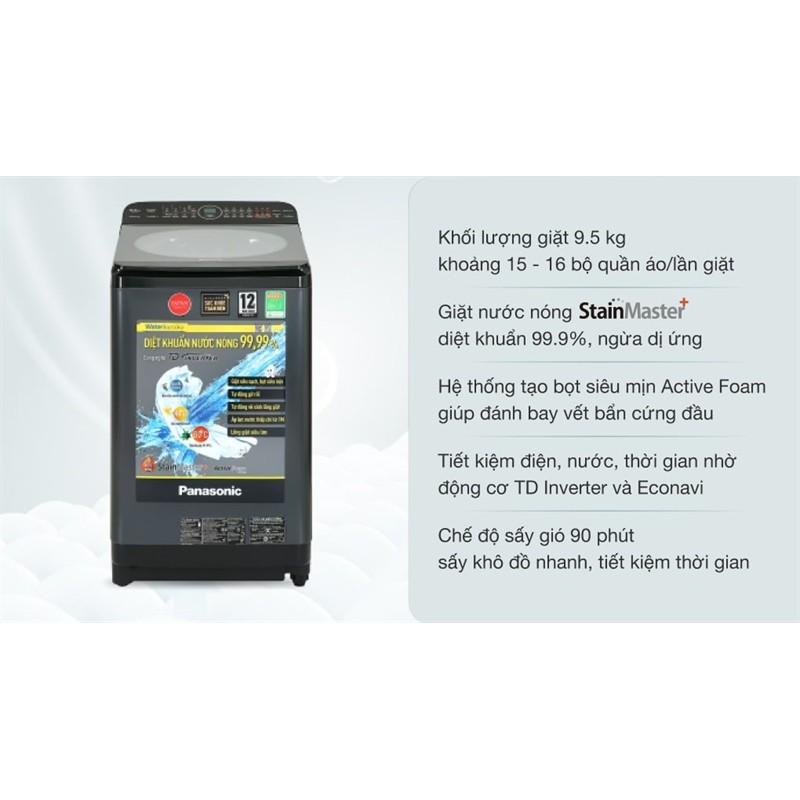 Máy giặt Panasonic Inverter 9.5 Kg NA-FD95V1BRV - Việt Nam Bảo hành hãng