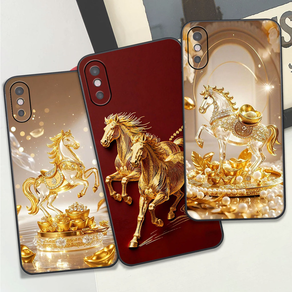 Ốp lưng Iphone X / XS / XR / XS MAX in hình ngựa vàng Clover case