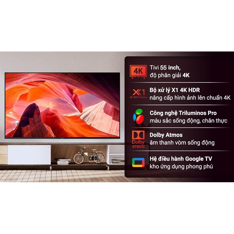 Google Tivi Sony 4K 55 inch KD-55X80L - MAYLAYSIA Bảo hành chính hãng