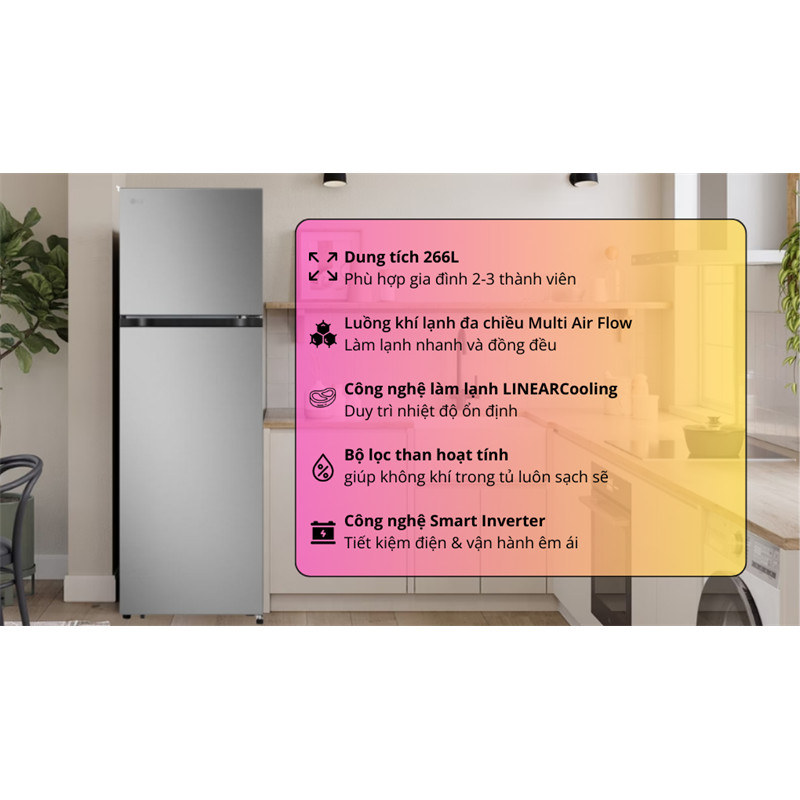 Tủ lạnh LG Inverter 266 lít LTB26SVM 2025 - Indonesia Điện Máy KHO RẺ