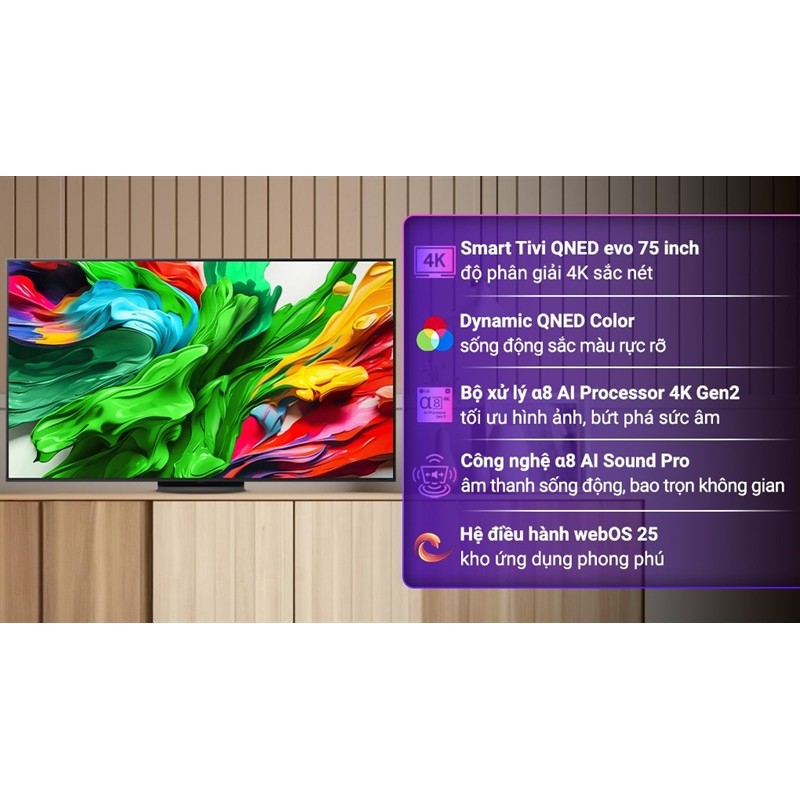 Smart Tivi QNED evo LG AI 4K 75 inch 75QNED86ASA 2025 - Indonesia Hãng bảo hành