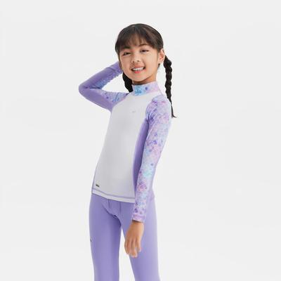 Áo bơi đi biển bé gái chống nắng dài tay DECATHLON 500L tím mã 8926027