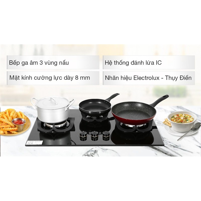 Bếp gas âm Electrolux EHG8321BC Bảo hành chính hãng