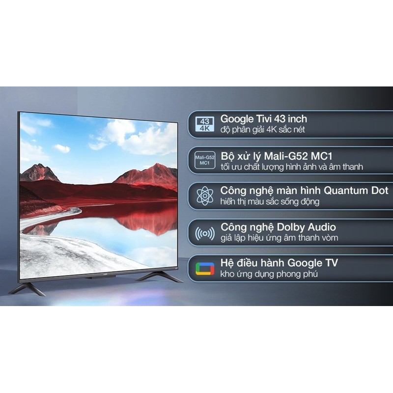 Google Tivi QLED Xiaomi A Pro 4K 43 inch L43MA-SSEA 2024 - VIỆT NAM (LIKE NEW) - Bảo Hành Chính Hãng