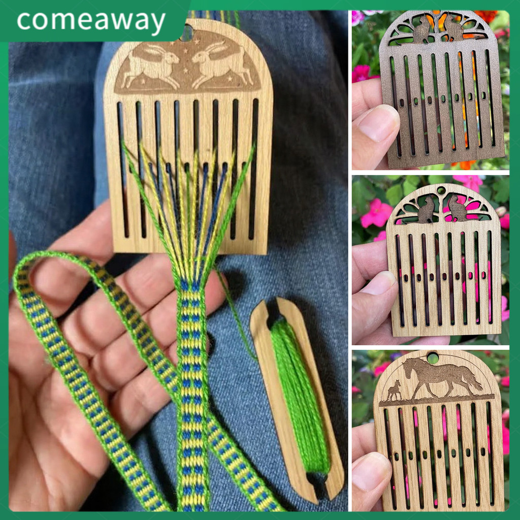 Comeaway Cứng Huddle Backstrap Loom Kit Dây Gỗ Nhỏ Dụng Cụ Dệt Người Mới Bắt Đầu Vòng Tay Túi Thắt L