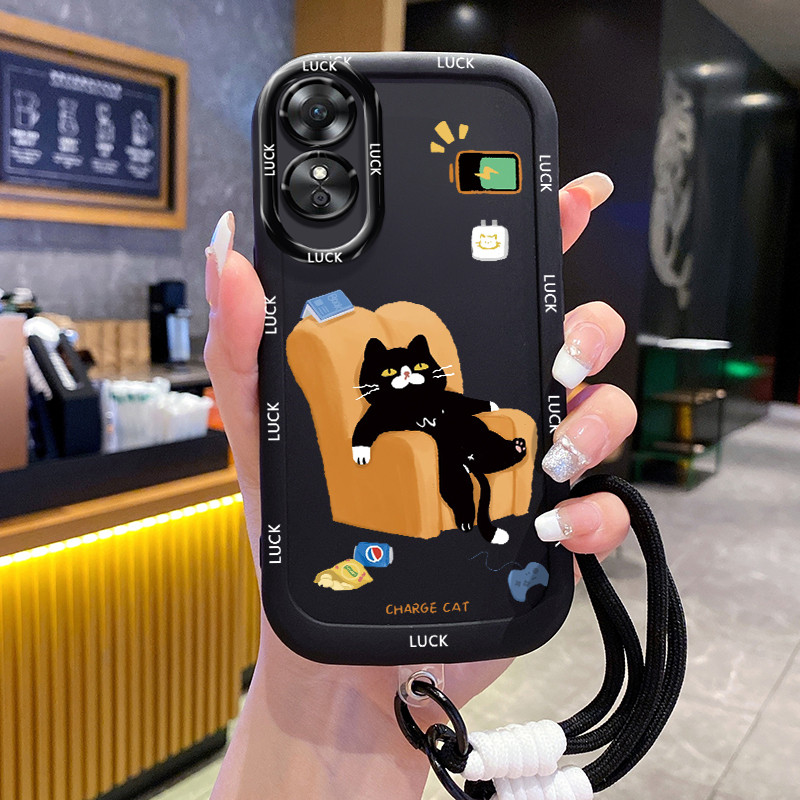 Ốp Lưng Cho OPPO A17 A17K Chó Mèo Thông Thường Dây Đeo Chống Sốc