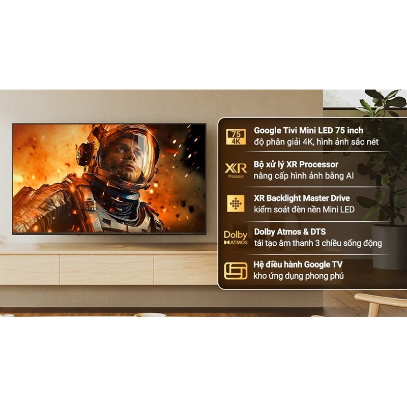 Google Tivi Mini LED Sony AI 4K 75 inch K-75XR50 2025 - Malaysia