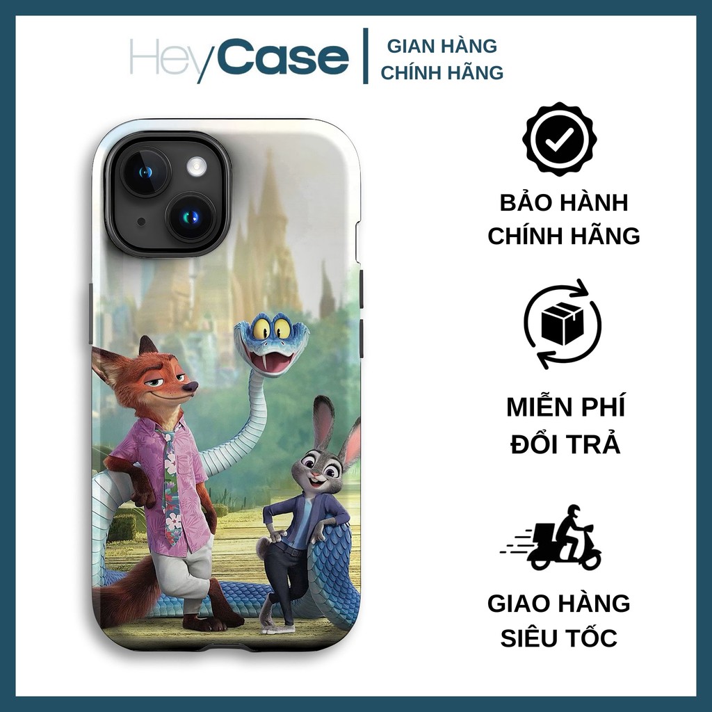 Ốp iphone cáo áo hồng thỏ áo xanh và rắn xanh tạo dáng ZOOTOPIA đẹp TPU cứng