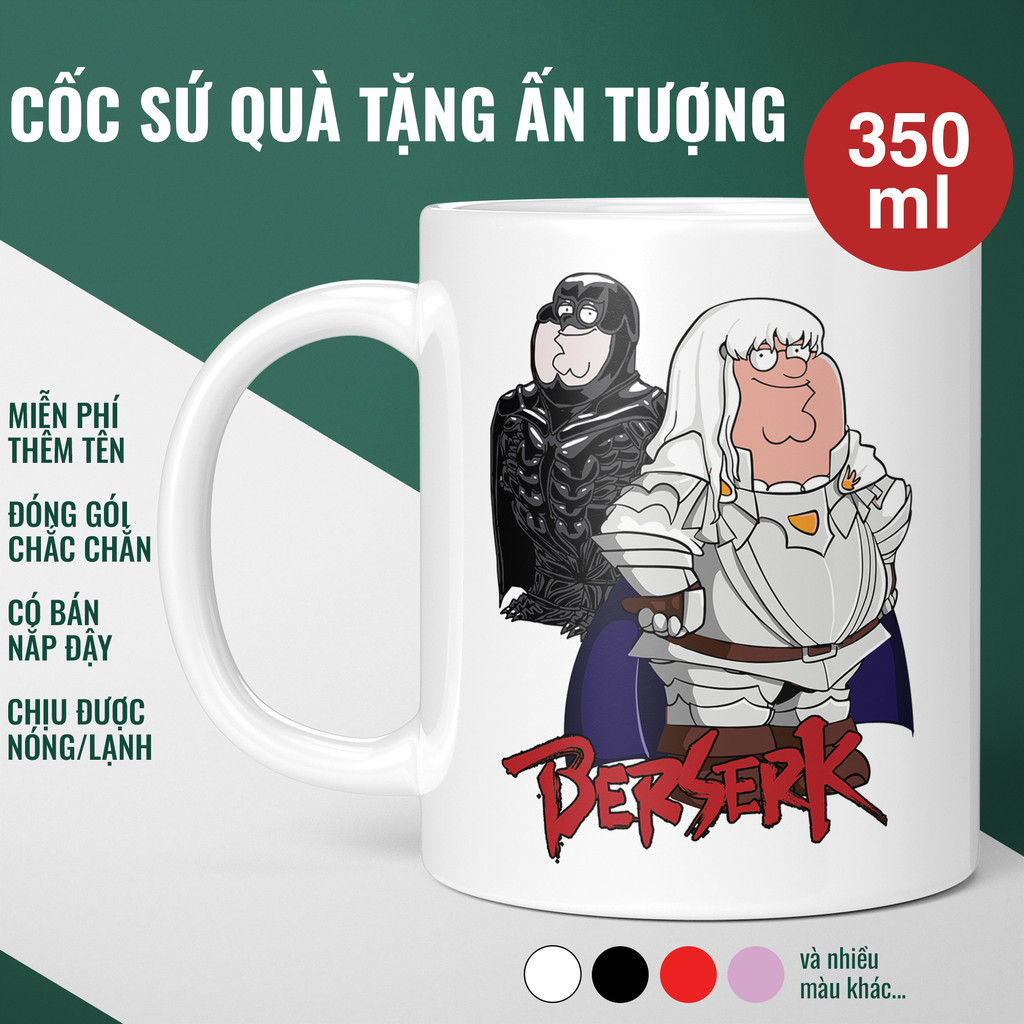 Ly Cốc Sứ In Hình PETER GRIFFIN BERSERK Độc Lạ, Cốc Uống Nước Cao Cấp, Quà Tặng Bạn Bè Fan Manga