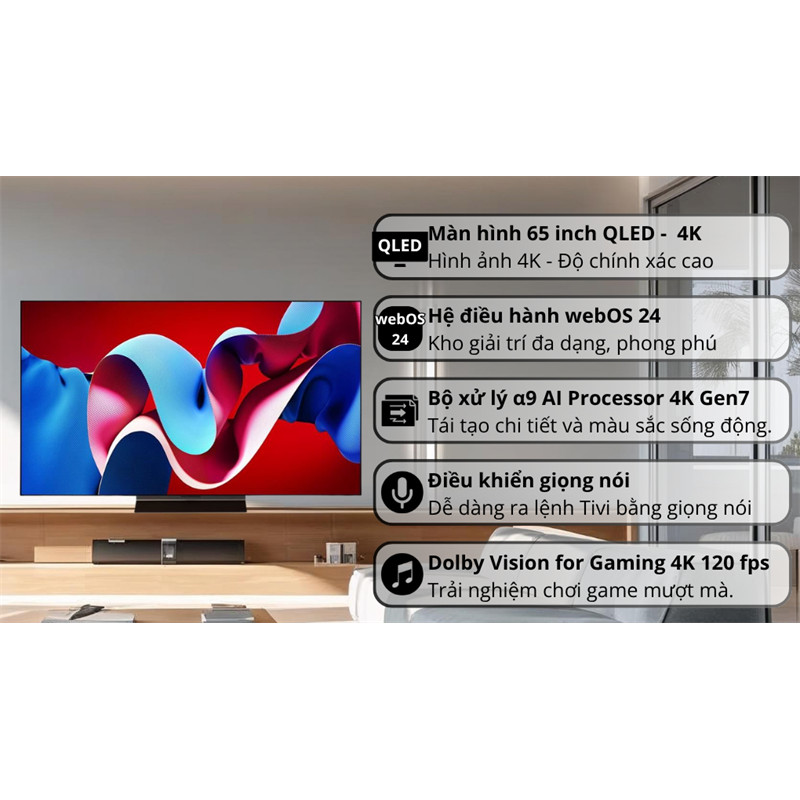 Smart Tivi OLED LG AI 4K 65 inch 65C4PSA 2024 - INDONESIA Bảo hành chính hãng