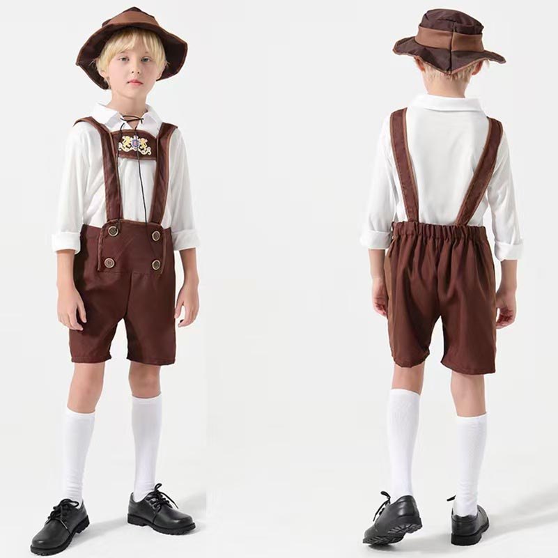 Kid Oktoberfest Dirndl Bé Trai Trang Phục Bavaria Bia Tiệc Munich Trang Phục Fantasia Trang Phục