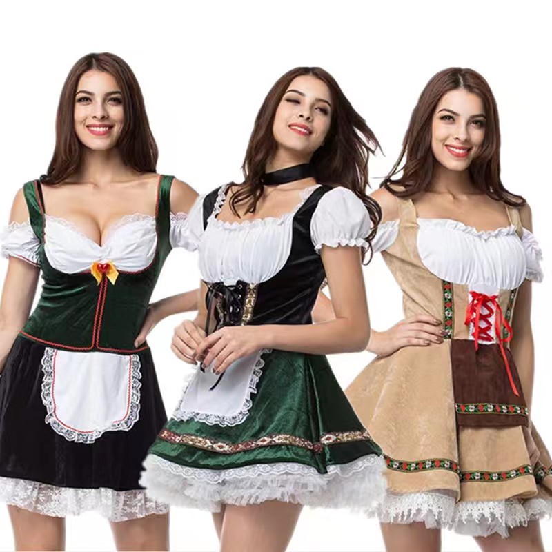 Phụ Nữ Truyền Thống Đức Bavaria Bia Cô Gái Trang Phục Oktoberfest Lễ Hội Dirndl Đầm Cosplay Trang Ph