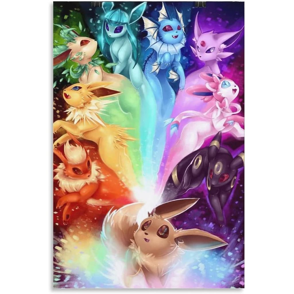 Aqwsx Anime Áp Phích Eevee Evolutions Poster Tranh Trang Trí Canvas Treo Tường Nghệ Thuật Phòng Khác