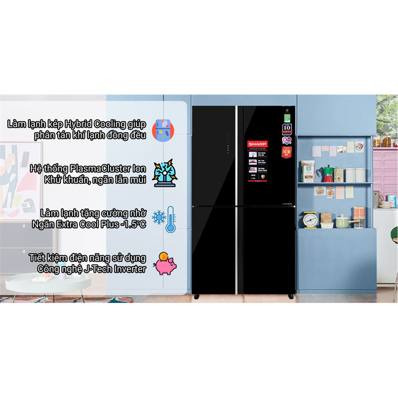Tủ lạnh Sharp Inverter 525 lít SJ-FXP600VG-BK - Thái Lan Điện Máy KHO RẺ