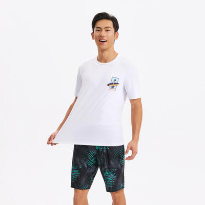 Áo thun đi biển nam chống tia UV DECATHLON Go Surf trắng mã 8930422