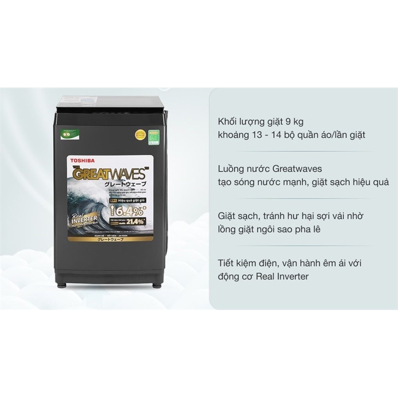 Máy giặt Toshiba Inverter 9 kg AW-DK1000FV(KK) - THÁI LAN Bảo hành hãng
