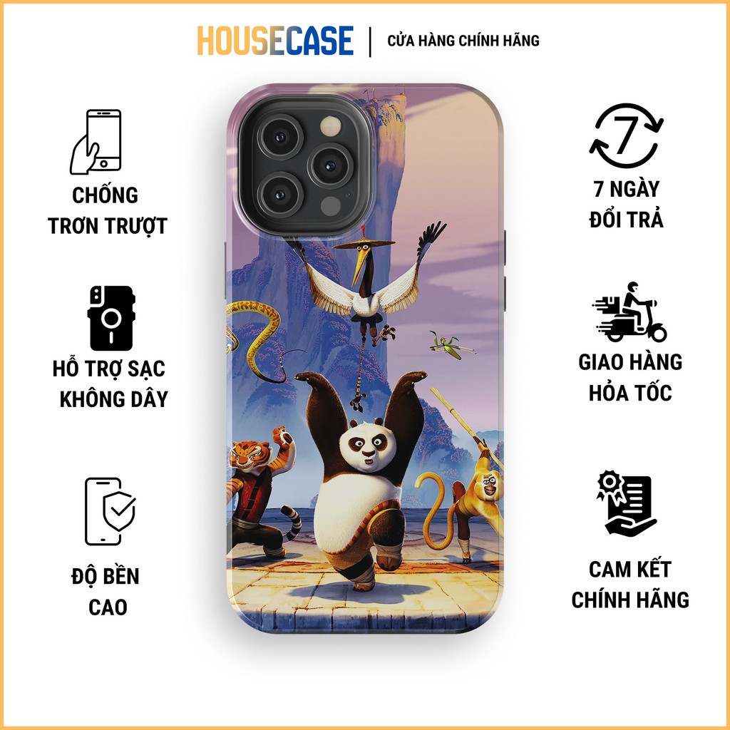 Ốp iphone gấu trúc tập võ cùng ngũ đại hào kiệt tranh cổ điển KUNG FU PANDA TPU cứng