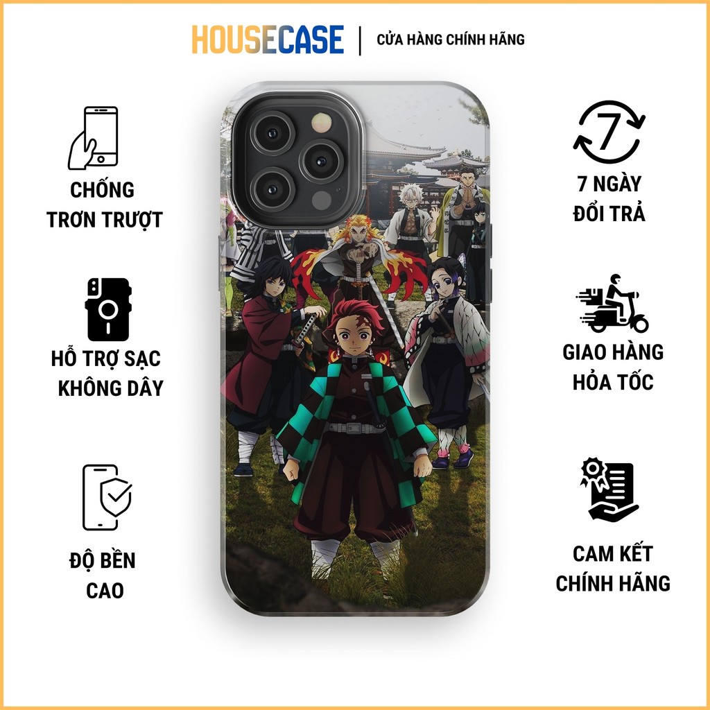 Ốp iphone các trụ cột và nhóm TANJIRO đứng nghiêm trang DEMON SLAYER oai phong TPU cứng