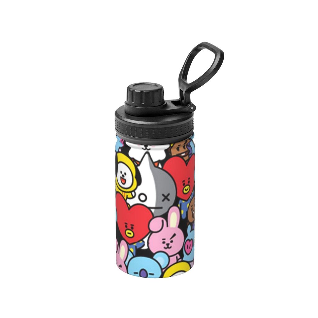 BT21 GS Bình Nước Trẻ Em Có Ống Hút Xây Dựng Cách Nhiệt Bình Nước 12oz Thép Không Gỉ Du Lịch Trường 