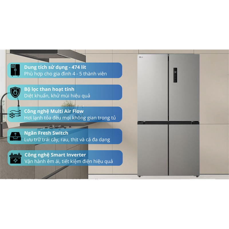 Tủ lạnh LG Inverter 474 lít Multi Door LFB47SVM 2025 Điện Máy KHO RẺ