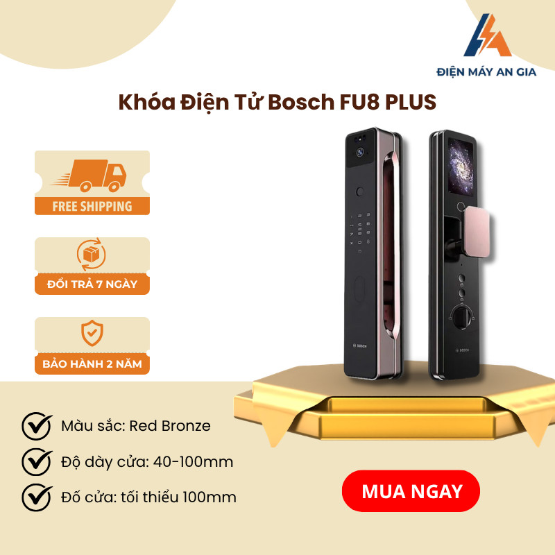 Khóa Điện Tử Bosch FU8 Plus Red Bronze – Công Nghệ Sinh Trắc Học Tối Tân – An Toàn Tuyệt Đối – PEB