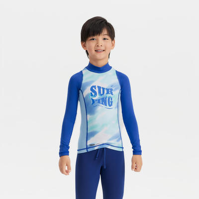 Áo bơi đi biển bé trai chống nắng dài tay DECATHLON 500L xanh dương/trắng mã 8926020