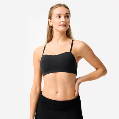 Áo bra thể thao nữ dây chéo nâng đỡ nhẹ DECATHLON Đen mã 8949860