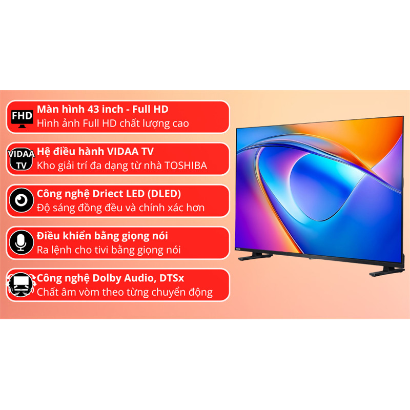 Smart Tivi Toshiba Full HD 43 Inch 43E31RP 2025 - VIỆT NAM Bảo hành chính hãng