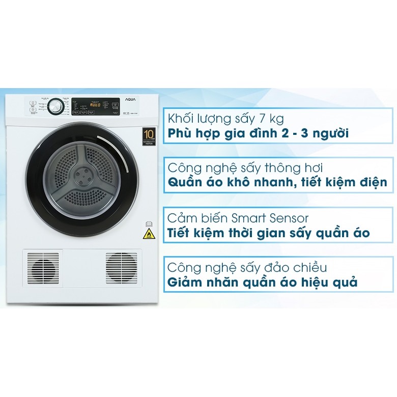 Máy sấy thông hơi Aqua 7 Kg AQH-V700FW
