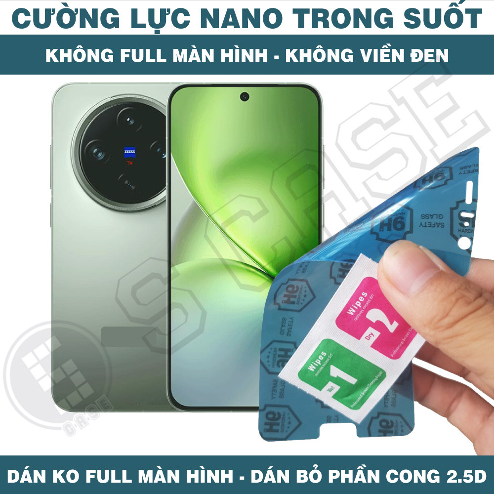 Cường Lực Nano Cho Vivo X200 Pro Mini X200s X200t X200 Ultra X200 FE - Trong Suốt, Không Full Màn, K