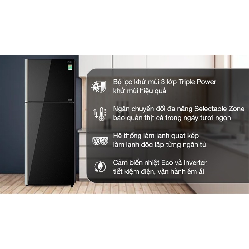 Tủ Lạnh Hitachi Inverter 366 Lít R-FVX480PGV9 (GBK) - THÁI LAN Bảo hành chính hãng