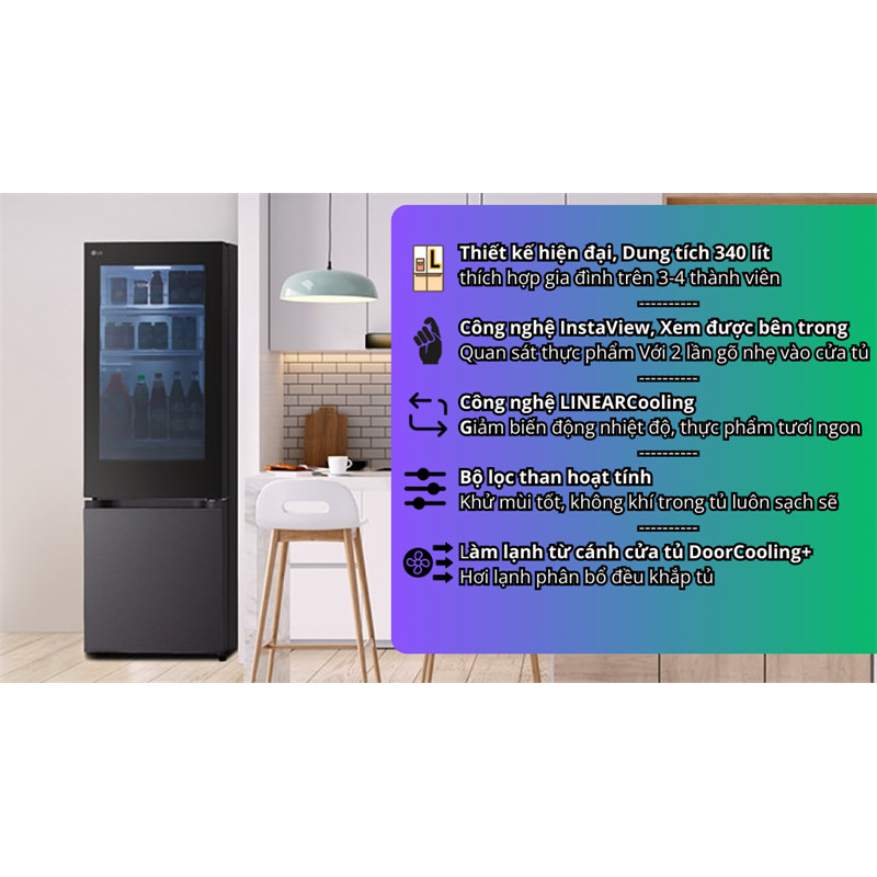 Tủ lạnh LG Inverter 340 lít InstaView LBB33BLMAI 2024 - Indonesia Bảo hành chính hãng