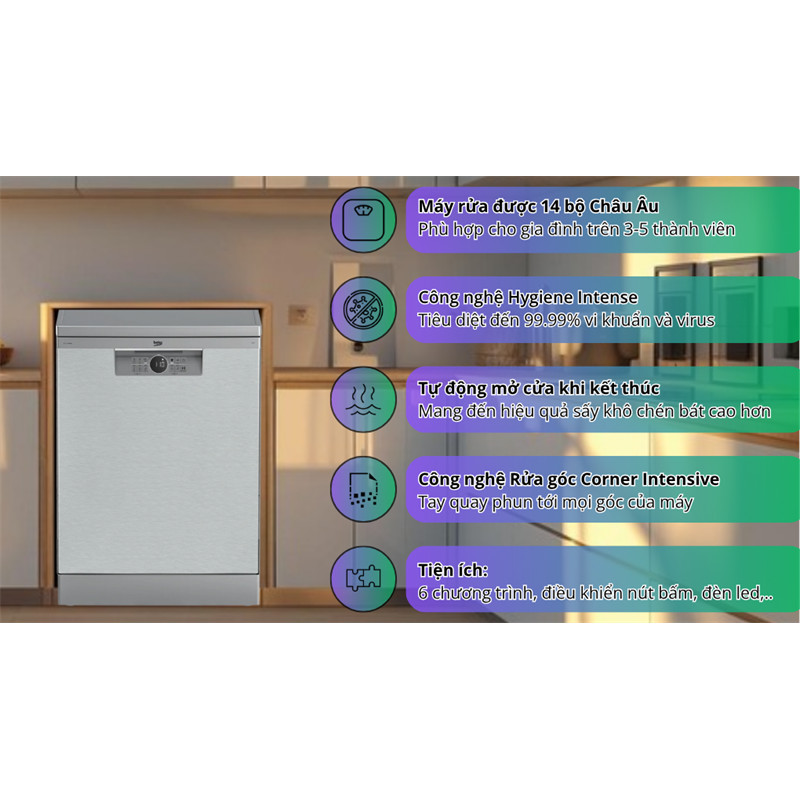 Máy Rửa Chén Beko BDFN26430XC - Xuất Xứ Châu Âu Hãng bảo hành
