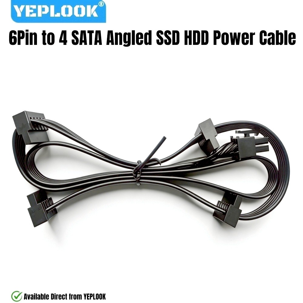 YEPLOOK 6Pin đến 4 SATA Góc phải cho Corsair SF Loại 4 Mô-đun, HDD SSD Cáp nguồn SATA cho Corsair SF