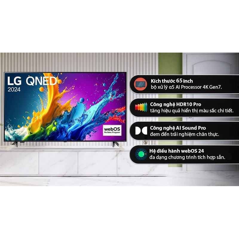 Smart Tivi QNED LG AI 4K 65 inch 65QNED80TSA 2024 - INDONESIA