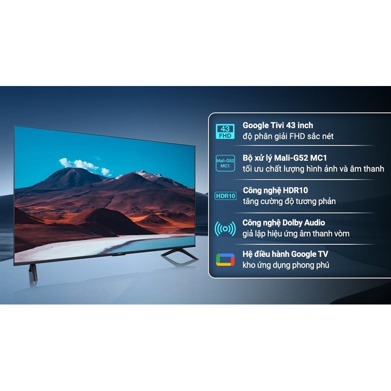 Google Tivi Xiaomi A FHD 43 inch L43MB-AFSEA 2026 - Việt Nam Bảo hành chính hãng