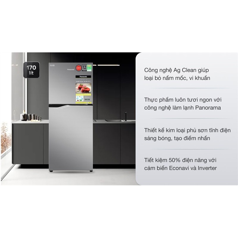 Tủ lạnh Panasonic Inverter 170 lít NR-BA190PPVN - VIỆT NAM Bảo hành chính hãng