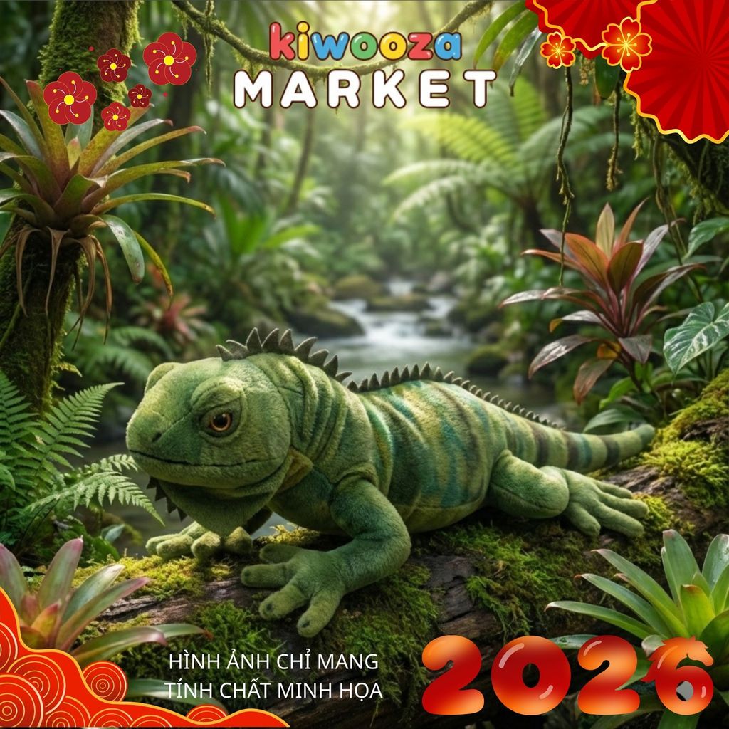 Kiwooza Market - Gấu bông thằn lằn Iguana - Iguana - 71cm - Cao cấp, mềm mịn, quà tặng trẻ em