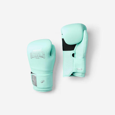 Găng tay đấm bốc có đệm công thái học DECATHLON Xanh ngọc mã 8965943