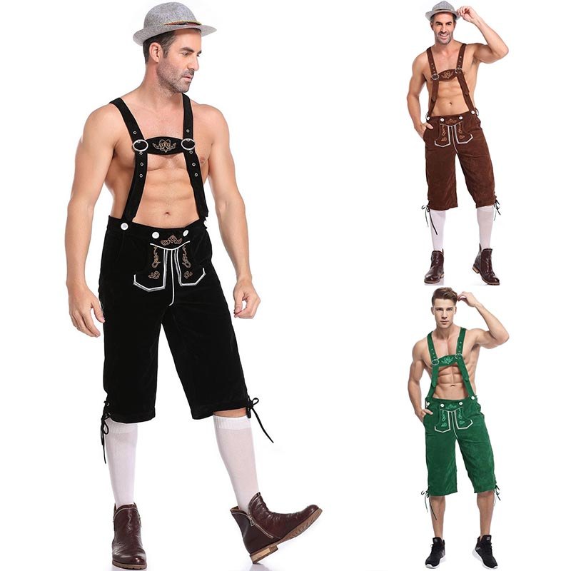 Nam Đức Oktoberfest Lederhosen Bavaria Bia Lễ Hội Suspender Quần Cosplay Halloween