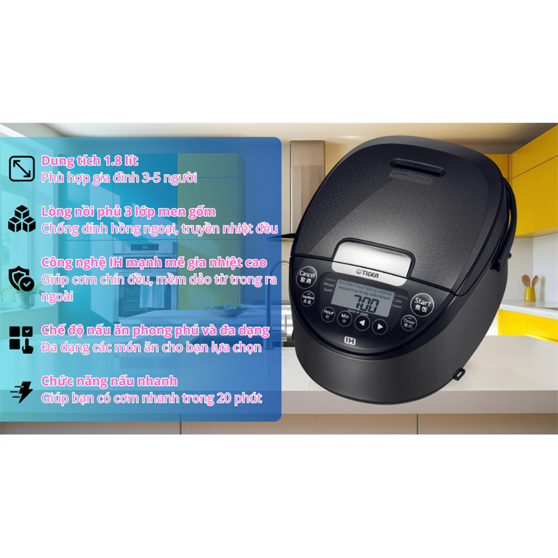 Nồi Cơm Điện Cao Tần Tiger JPW-G18W 1.8 Lít - Nhật Bản Bảo hành chính hãng