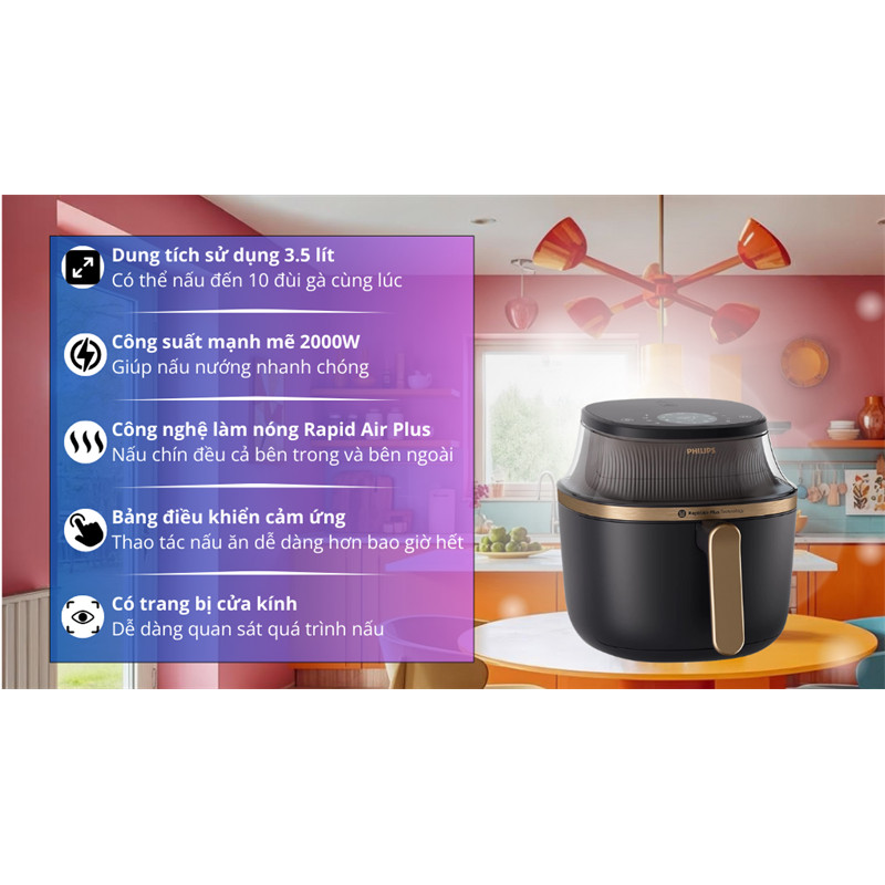 Nồi chiên không dầu 7,2L Philips NA342/00 Bảo hành chính hãng
