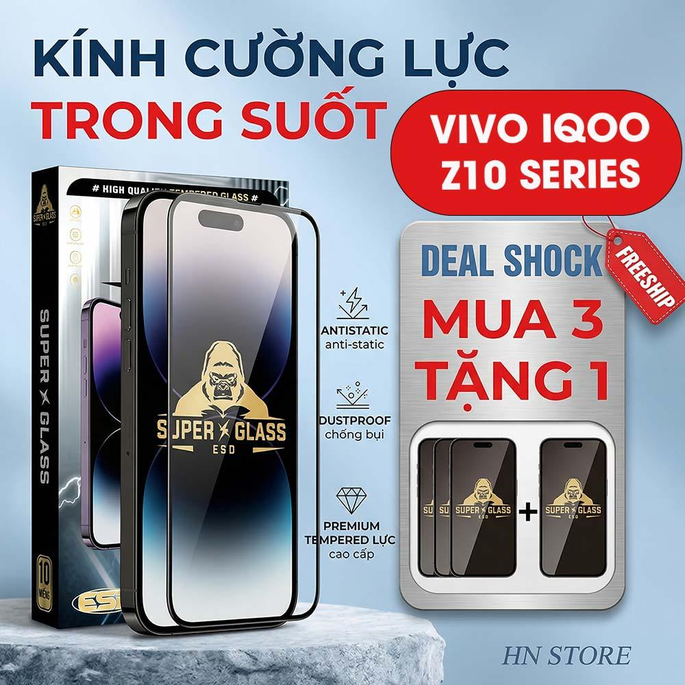 Kính cường lực Vivo IQOO Z10 Turbo Pro / Z10x / Z10 Lite trong suốt, bảo vệ full màn, hạn chế mồ hôi