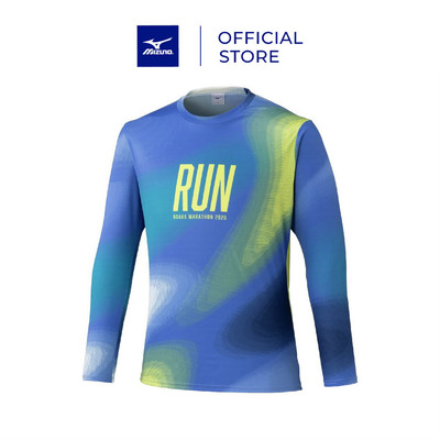 Áo Thun Dài Tay Chạy Bộ Unisex Mizuno Osaka Marathon Expo Long Sleeve Tee Xanh - J2MADY5823