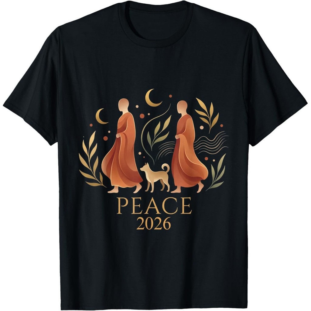 Walk Peace 2026 World Peace Monks With Aloka Dog Áo thun Unisex tâm linh cho chó
