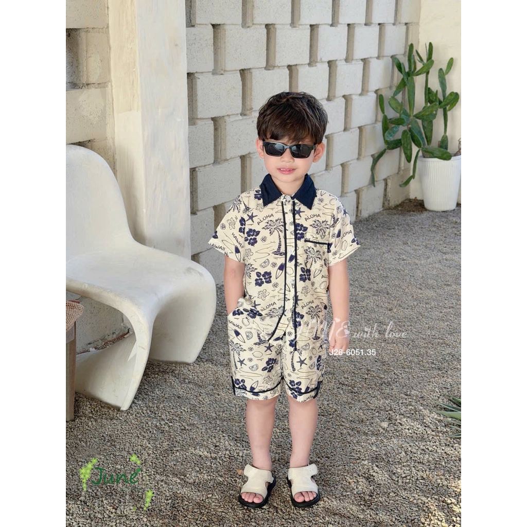 VJ 115 - Bộ đũi June 2 màu Bé Trai size 1 - 10y